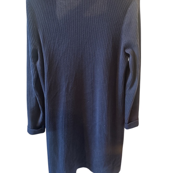 Talbots 100% Cotton‎ Navy Blue Front Open Cardigan Sweater Pockets Medium Cozy - Picture 6 of 6